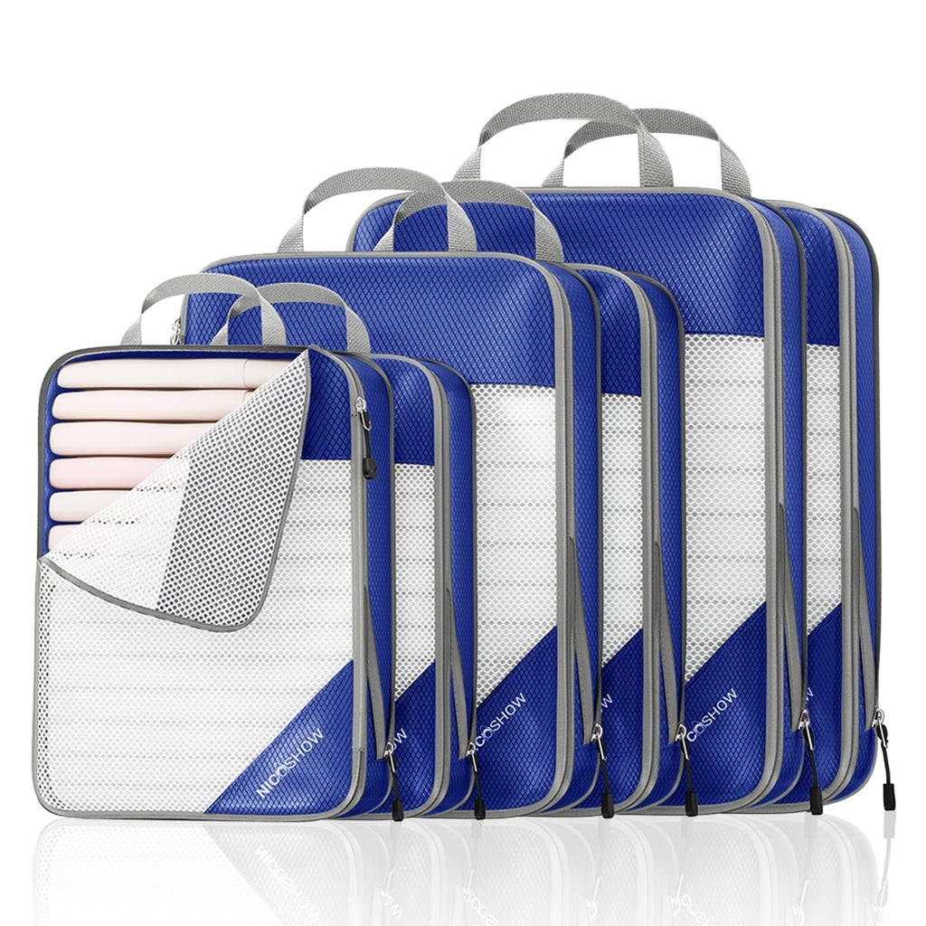 Compression Packing Cubes 6 Set, Compressible Space-Saving Packing Cubes for Travel - Compression Bags, Luggage