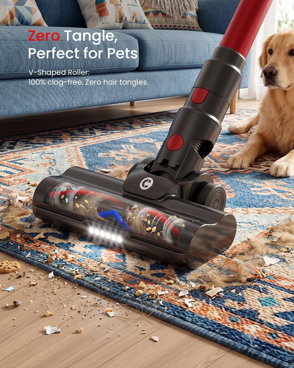 Lightweight Cordless Vacuum Cleaners for Home, Stick Vacuum Cordless Rechargeable with 45kPa Suction,45-Min