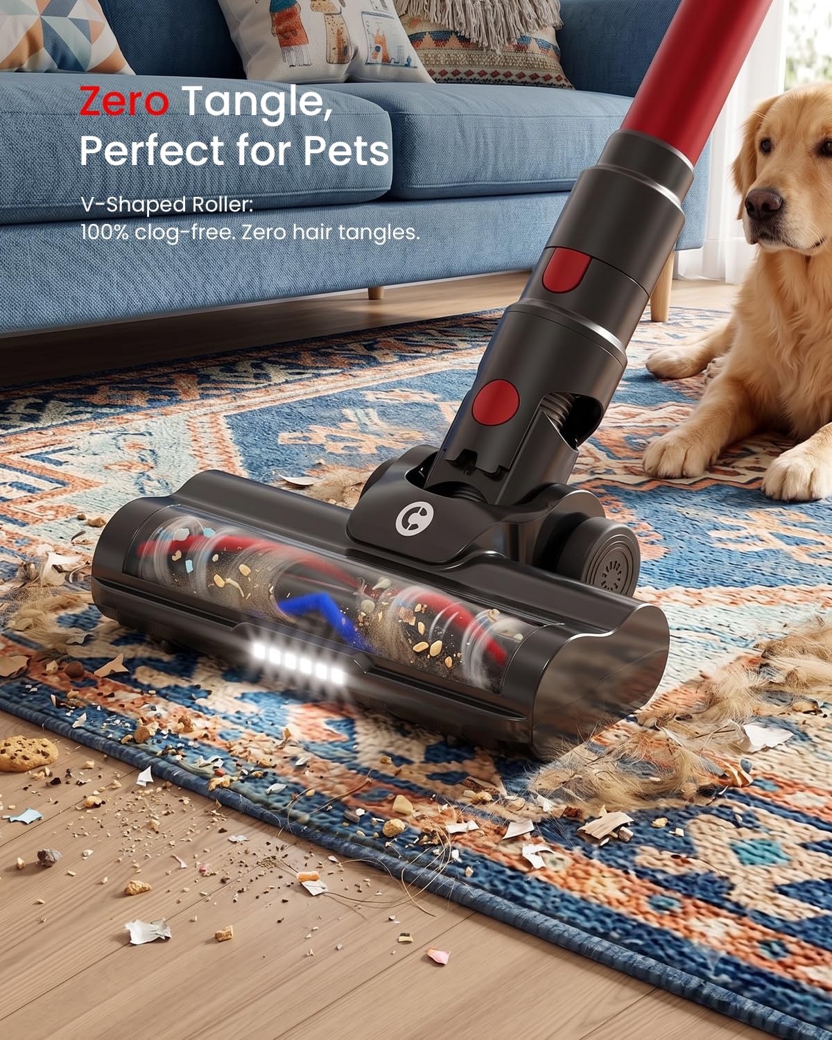 Lightweight Cordless Vacuum Cleaners for Home, Stick Vacuum Cordless Rechargeable with 45kPa Suction,45-Min