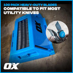 Utility Knife Blades 100 Pack - SK5 Steel Box Cutter Blades