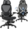 X100 Ergonomic Mesh Office Chair with Footrest, Big and Tall Hone Desk Chair with 5D Flip-Up Arms, Adjustable 3D