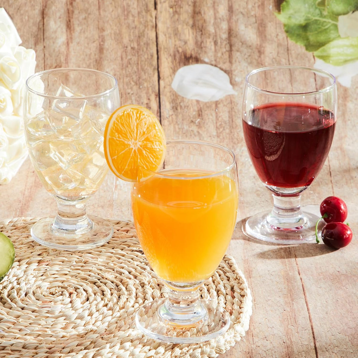 Set of 30 Water Goblet, Clear Stemmed Drinking Glasses, 10.5 oz
