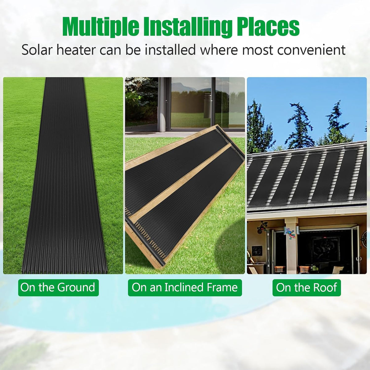 2.5 x 16.5 Feet Solar Pool Heater for Above Ground & Inground Pools | Weatherproof Solar Pool Heating Panel, Portable