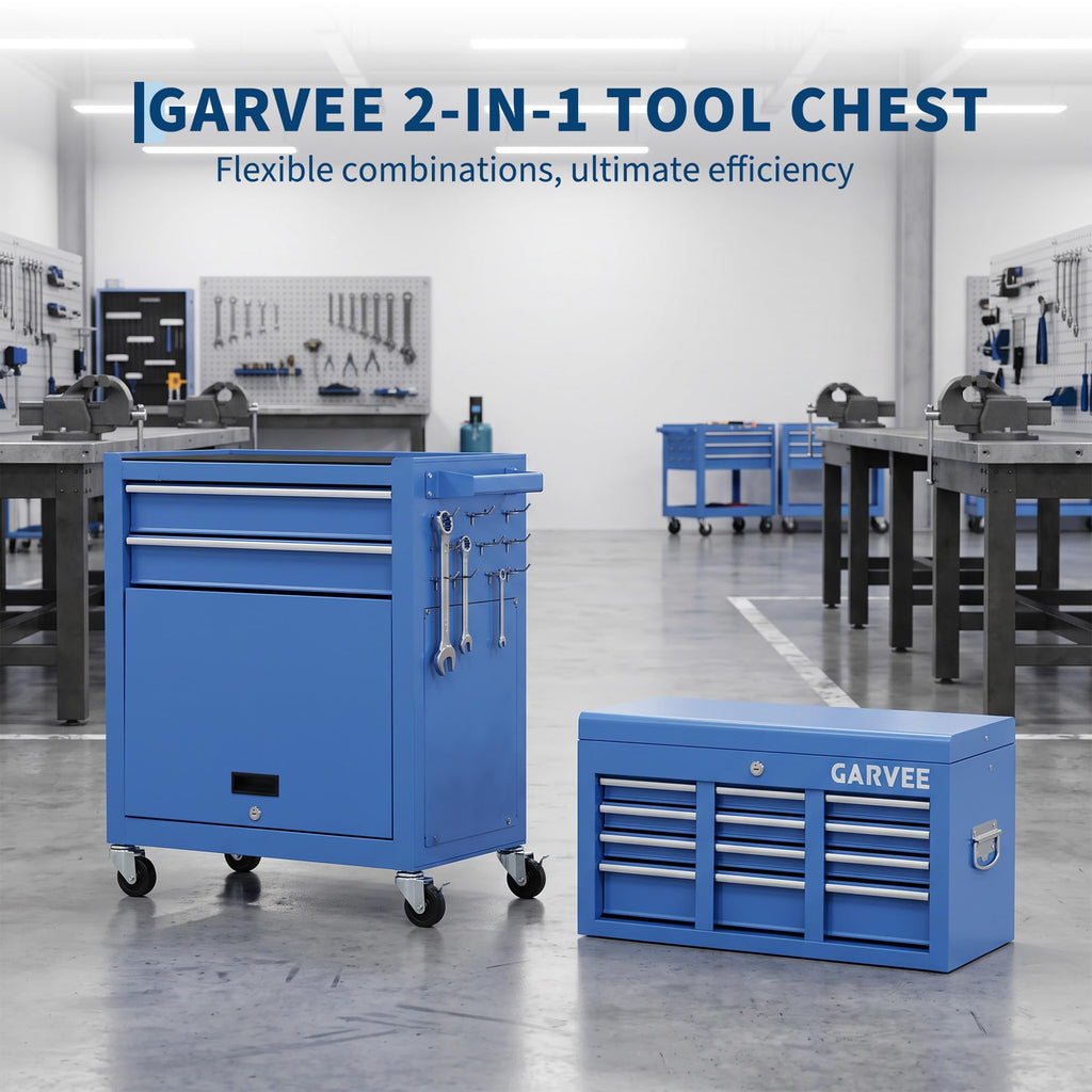 8-Drawer Rolling Tool Chest with Lock &Wheels 2-in-1 Large Toolbox
