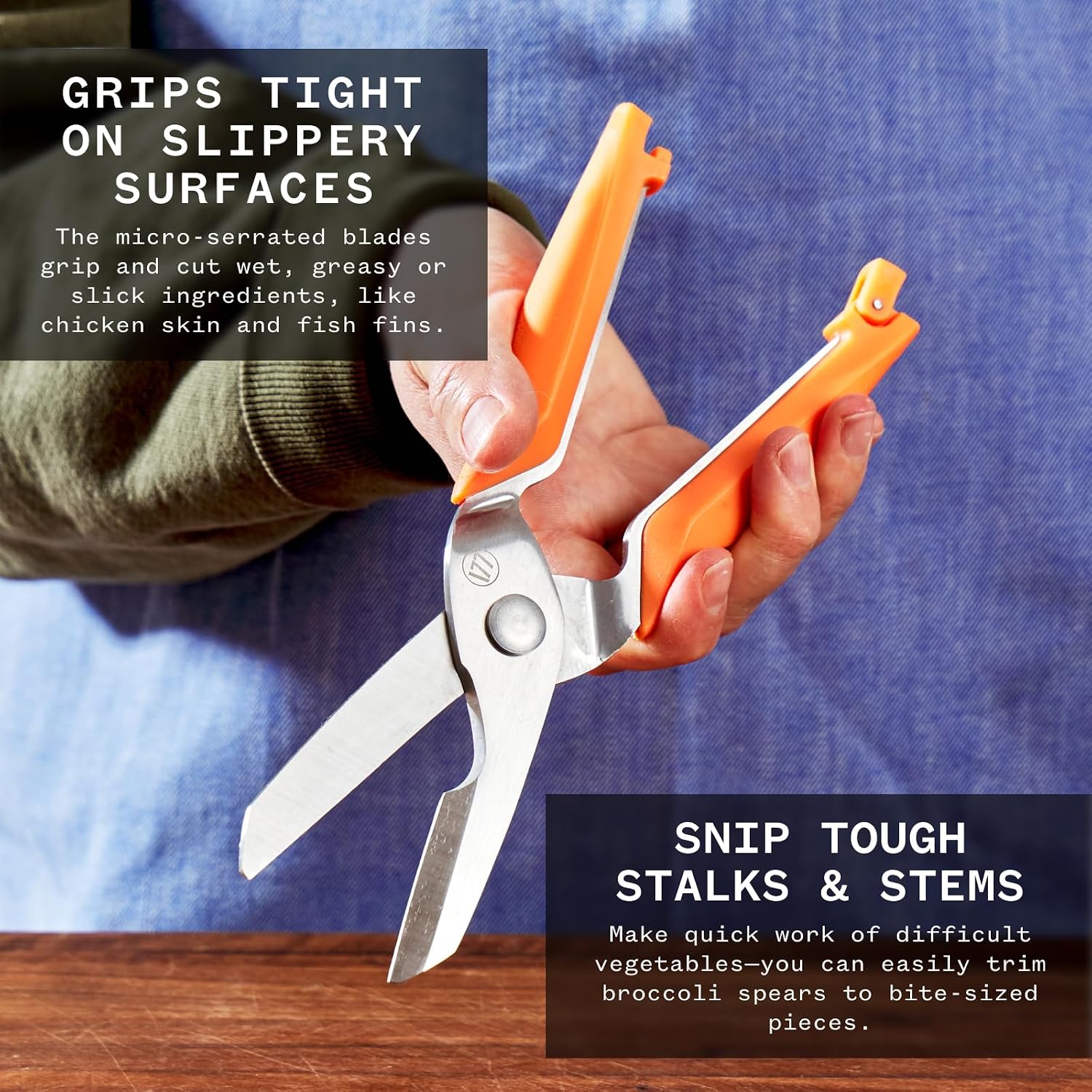 Milk Street Kitchen Shears, 3" German Steel Blade, Bone Notch, Spring-Loaded, Orange Handles