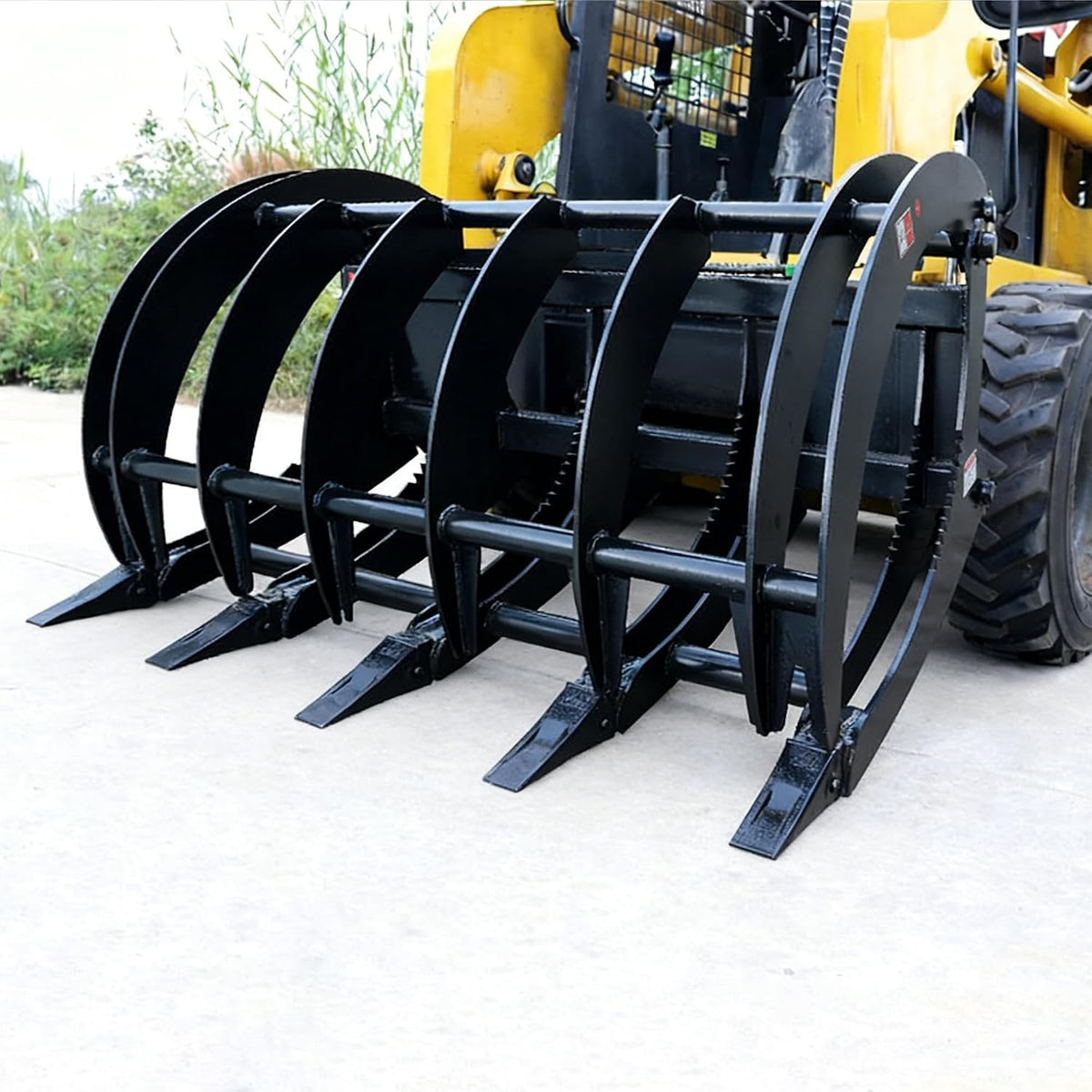 72" Heavy-Duty Root Grapple Rake Hydraulic Skid Steer Attachment | Twin 3000 PSI Cylinders, Universal Quick Attach