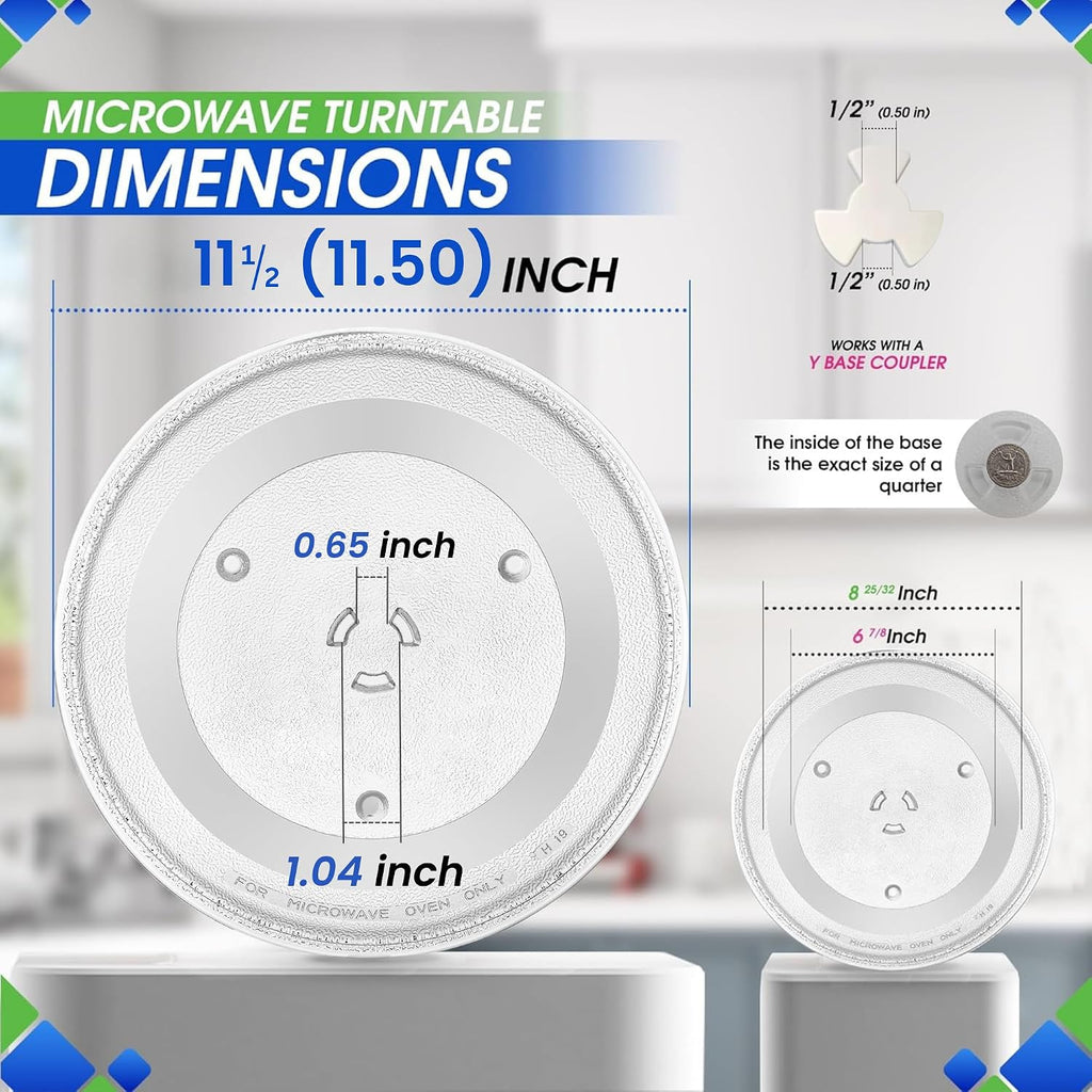 Microwave Plate Replacement 11.5” WB49X10224 Compatible with GE Microwave Glass Plate - Exactly Replaces Rotating Glass Turntable Tray - Oven Spinning Dish Tray for Better Reheating and Cooking