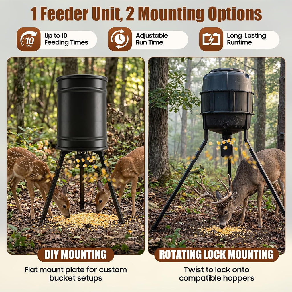 6V Deer Feeder Motor Kit with Accurate Digital Timer, Up to 10 Daily Feedings, DIY & Adapter Mounting for Drums