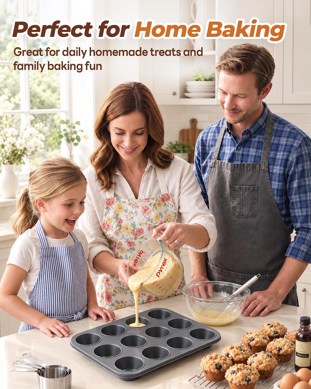 Muffin Pan for Baking, Standard Cupcake Pan, Nonstick 12 Cup