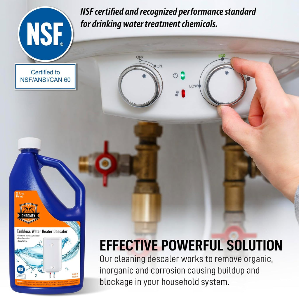 NSF Certified Tankless Water Heater Descaling Solution | Highly Effective Descaler Restores Heating Efficiency