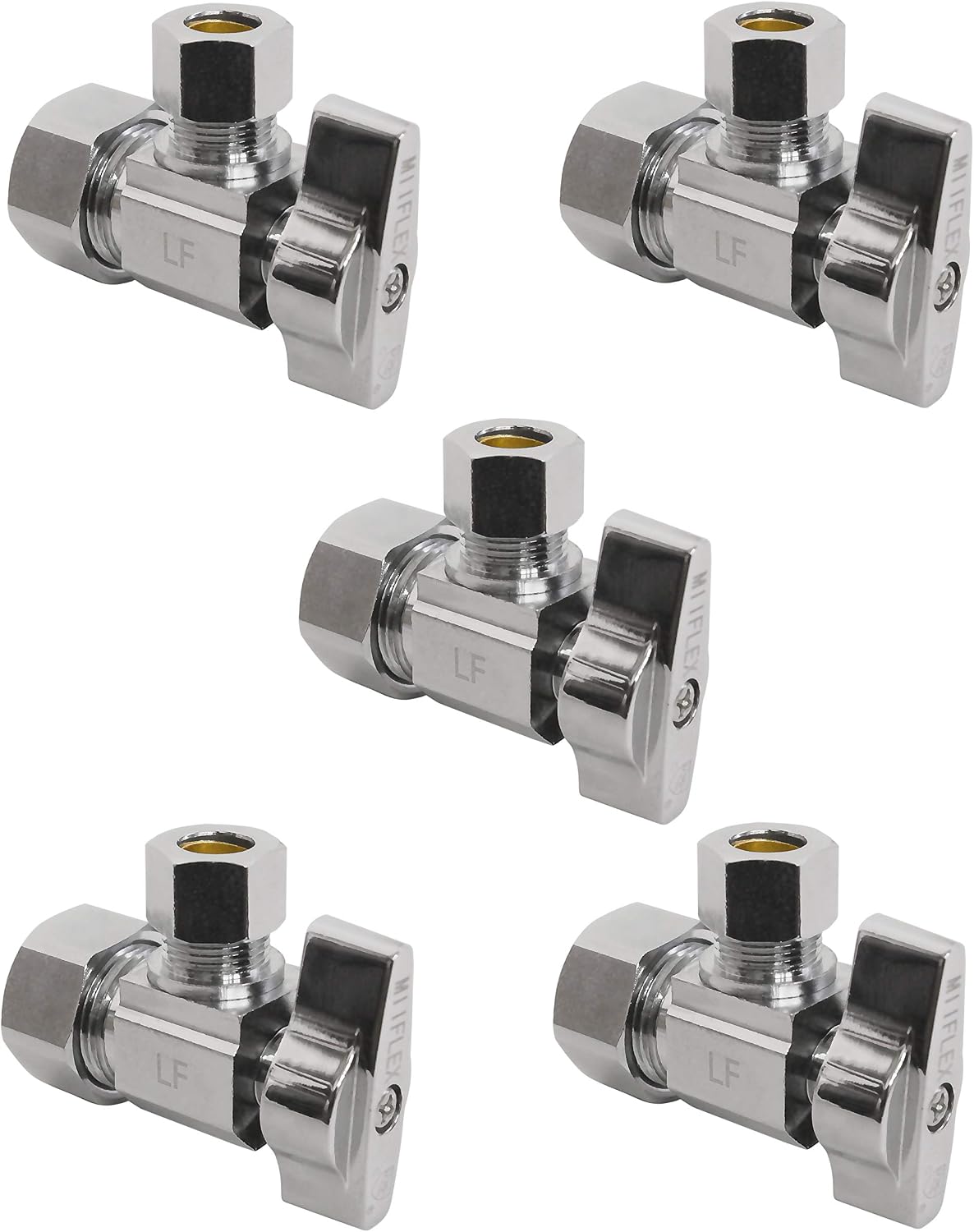 Heavy Duty 1/4 Quarter Turn Angle Shut Off Valve Squared Body 1/2 in. NOM Comp Inlet x 3/8 in. OD Compression Outlet