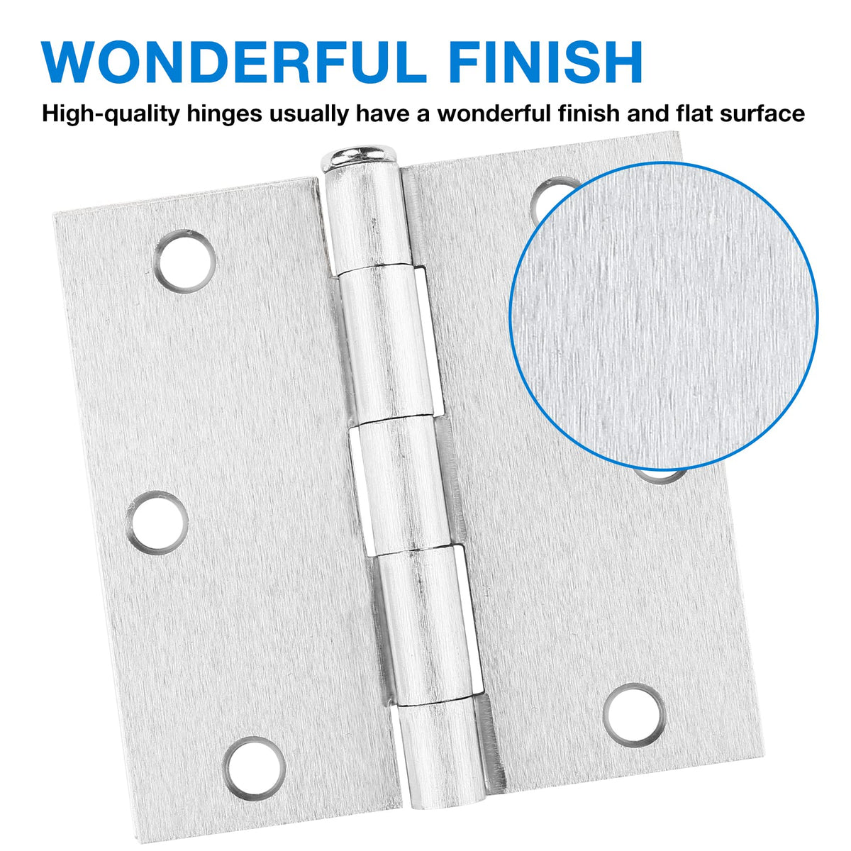 Brushed Nickel Door Hinges 3.5"x3 1/2 Inch Square 36Pack Interior