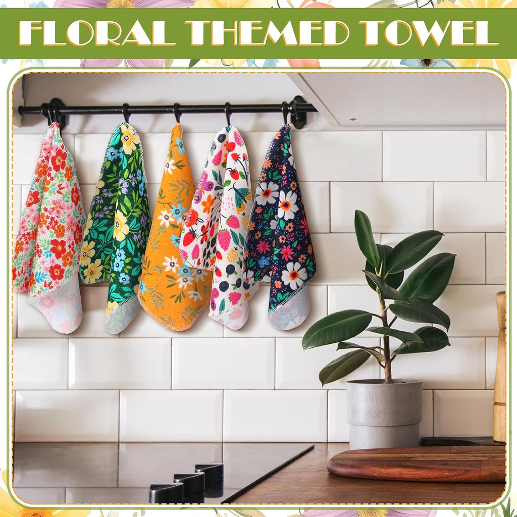 30 Pcs Reusable Paper Towel for Kitchen, Flower Pattern
