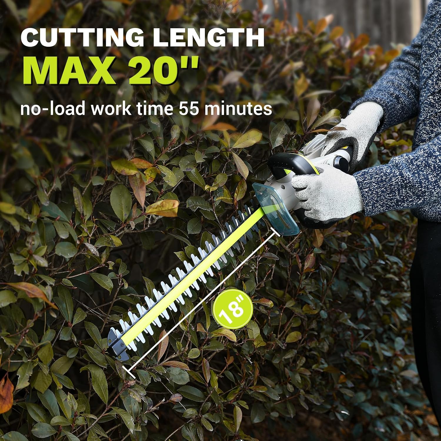 Hedge Trimmer Cordless: DEKOPRO 20V Electric Hedge Trimmers Cordless with Battery, 20″ Bush Trimmer Shrub Trimmer for