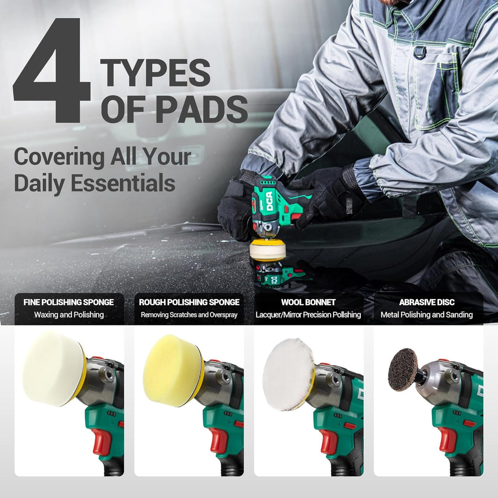 12V Cordless Buffer Polisher, 3" Brushless Mini Car Polisher & 2" Sander Machine Kit with 2x 2.0Ah Batteries, 2