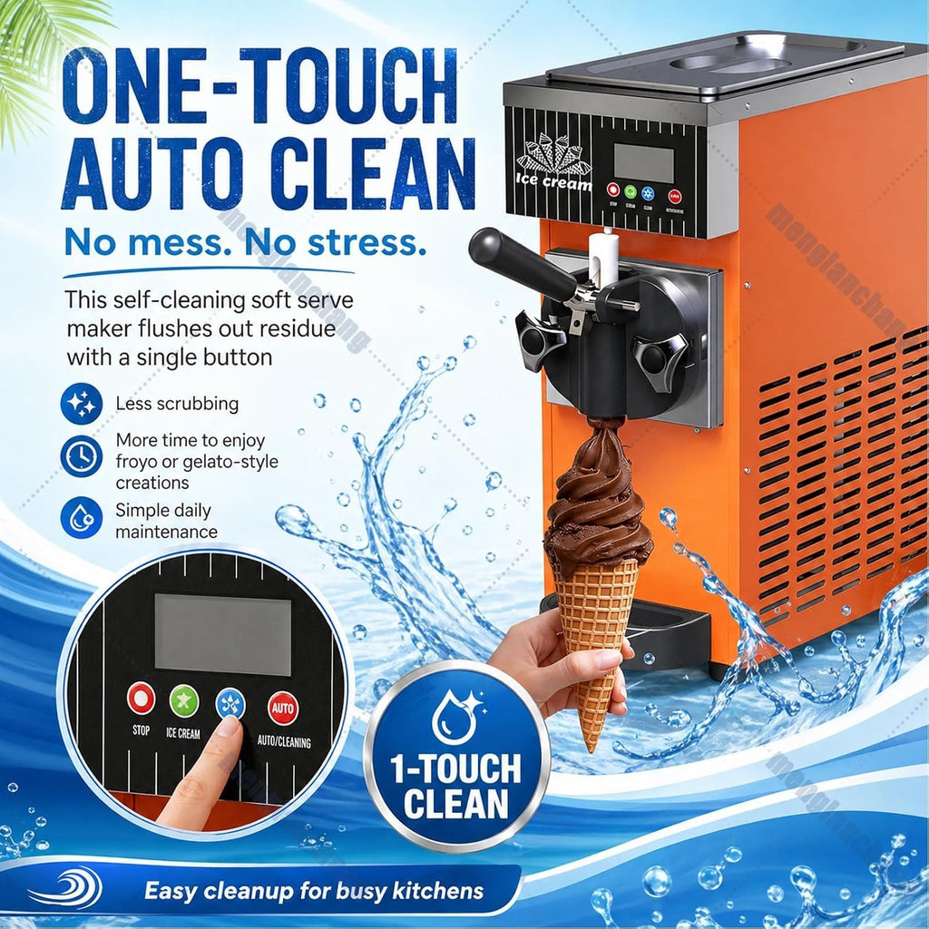 Soft Serve Ice Cream Machine for Home&Commerce-450w Countertop Single Flavor Maker, 4-5L/H Yield, with 2.5l Material