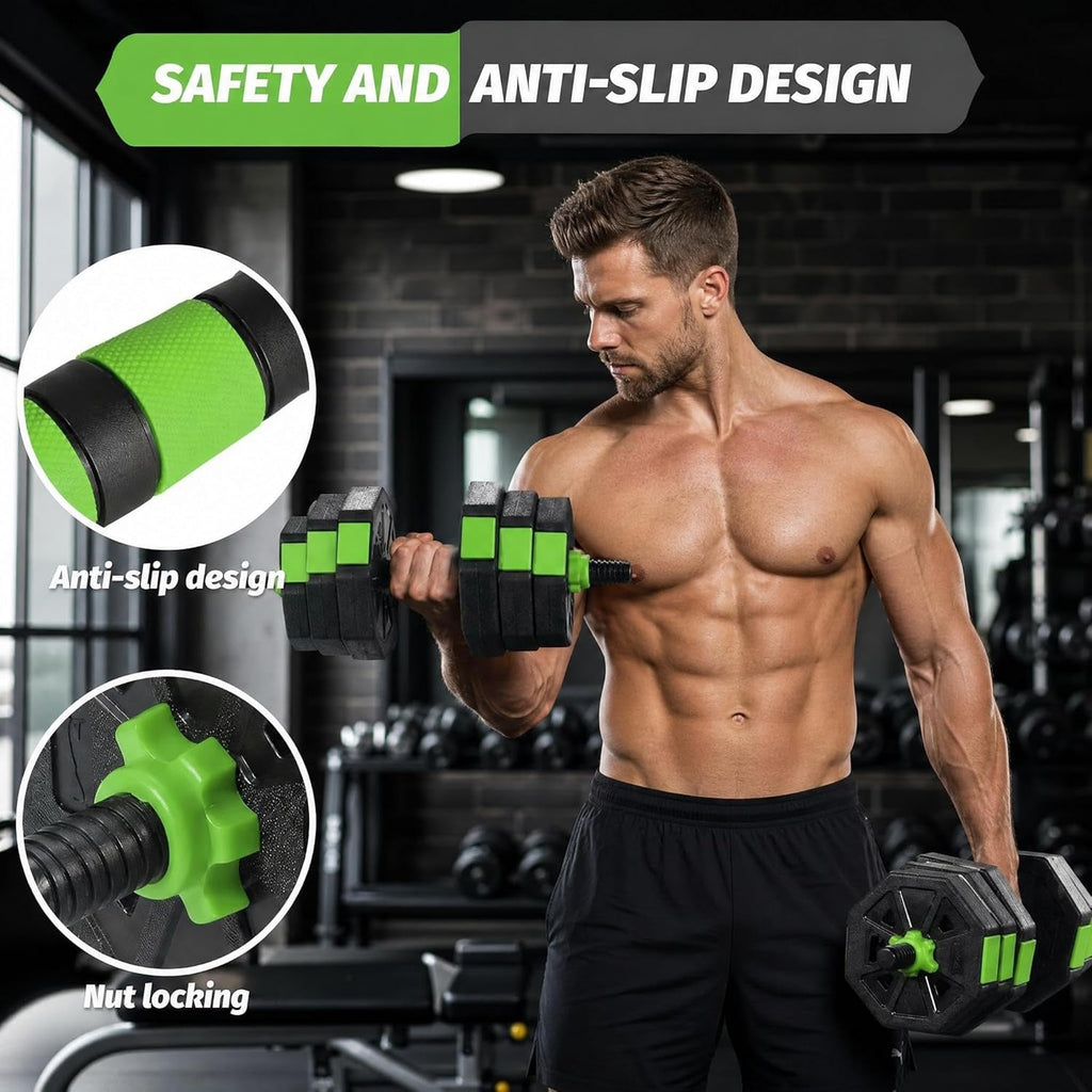Adjustable Weight Set 66/88 Lbs, 4-in-1 Dumbbell Set and Barbell Weight Set for Home Gym, Converts to Kettlebell &