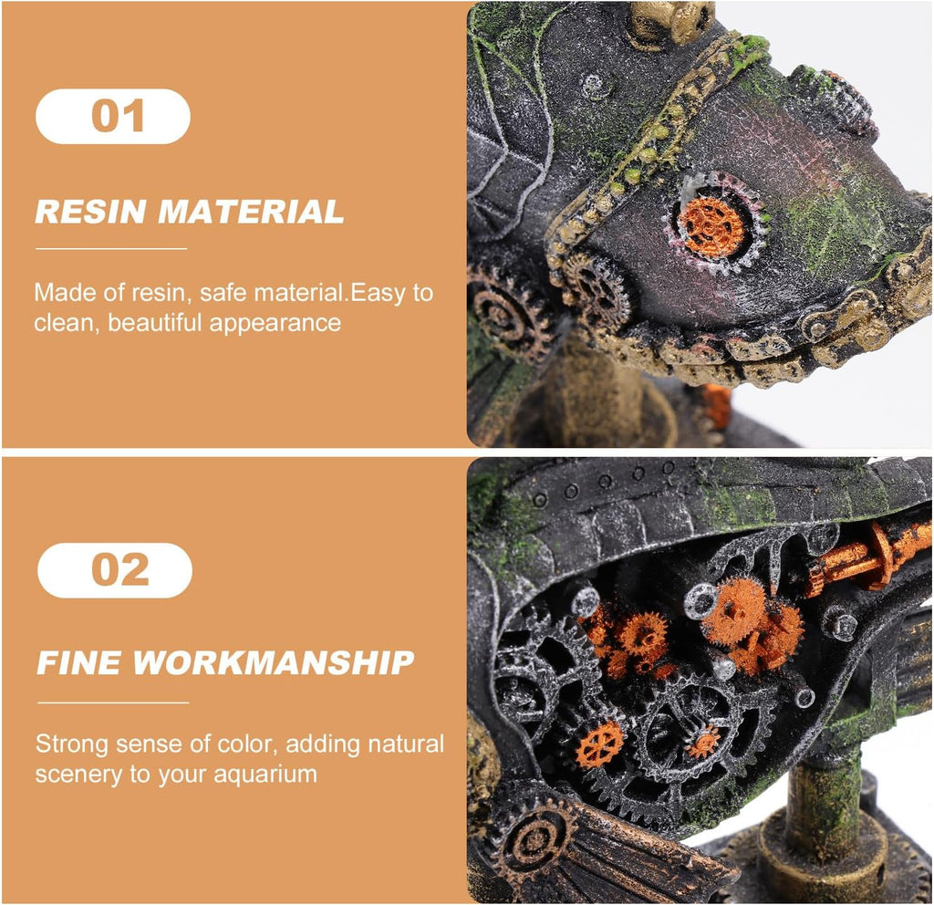 Aquarium Decoration - Steampunk Fish Decor for Fish Tank, Resin Machine Halloween Fish Tank Decoration, Beta Fish