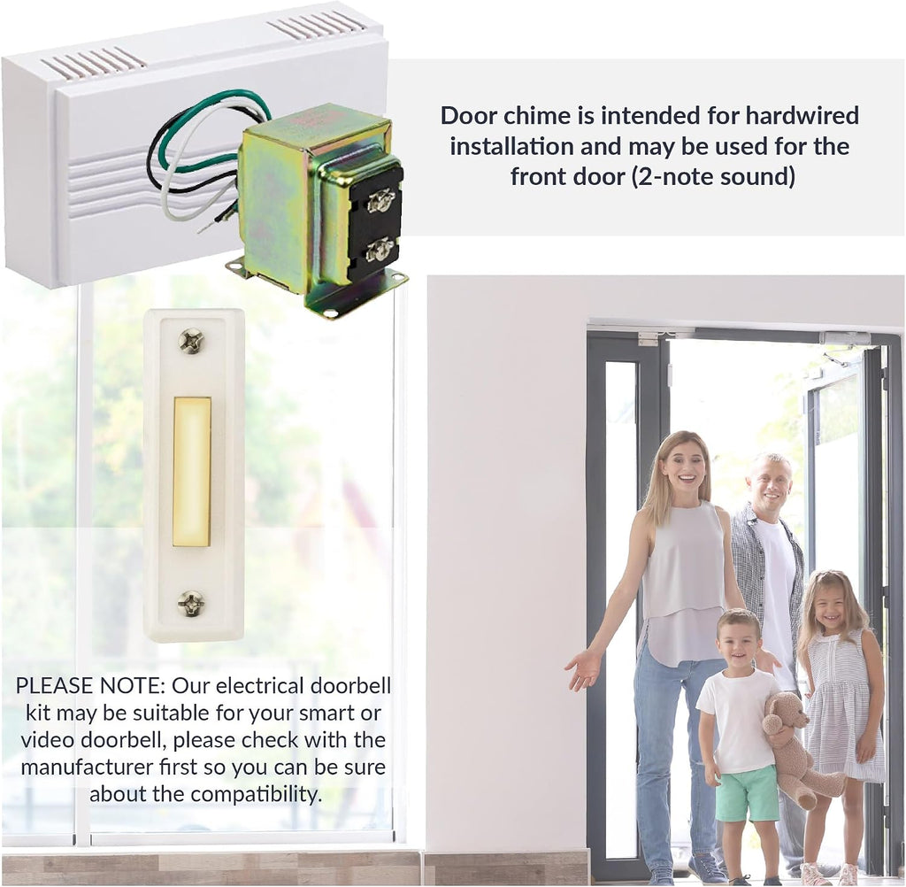 Hardwired Chime Kit with 16-Volt/30VA Transformer and Surface-Mount White Button