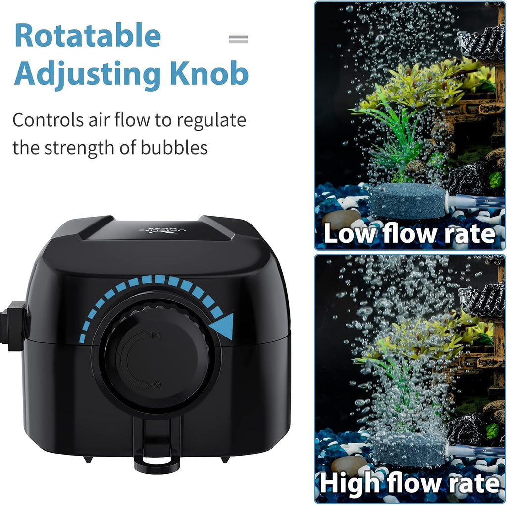 Aquarium Air Pump Dual Outlet Fish Tank Aerator with Accessories for 5-200 Gallon Tank
