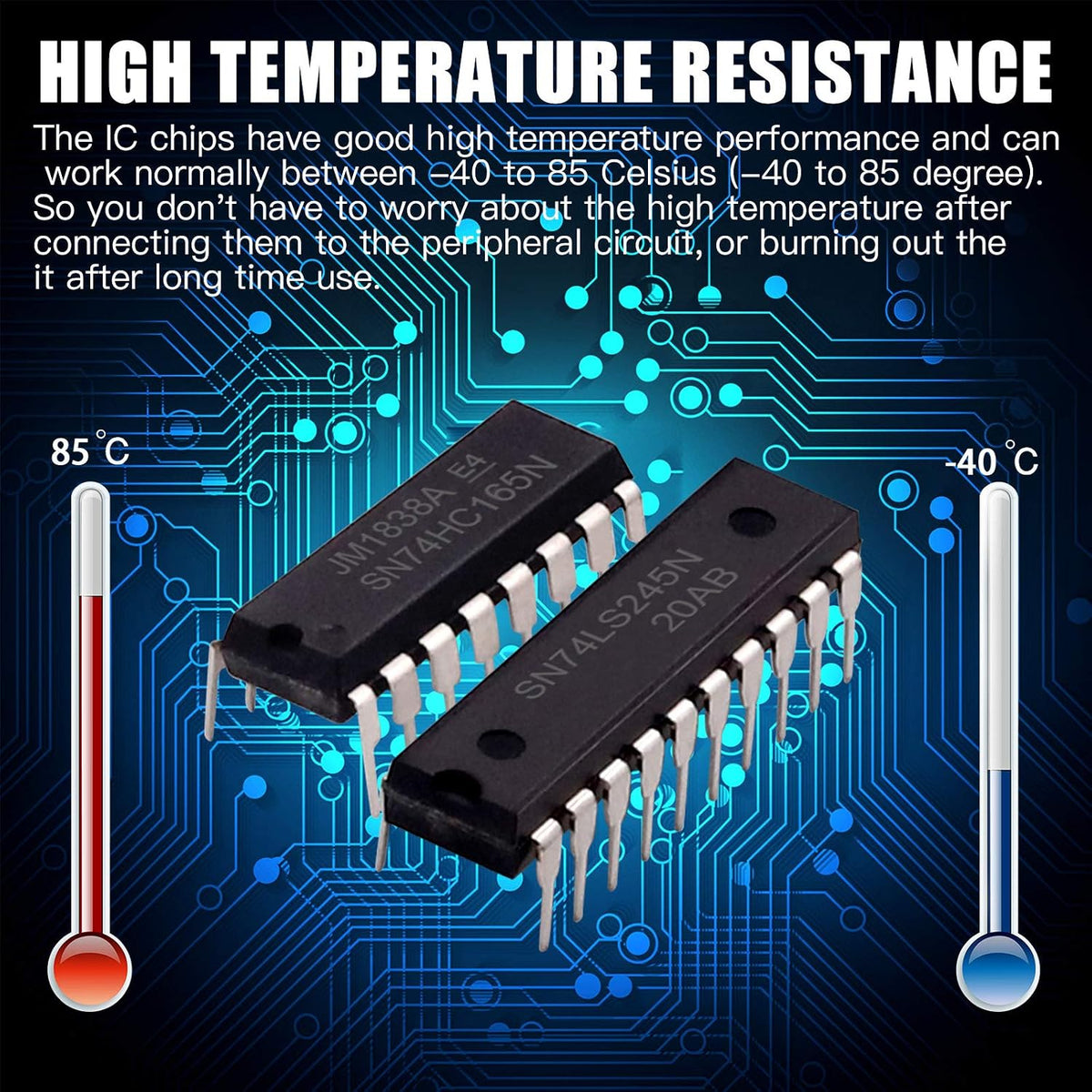 Glarks 40Pcs 74LSxxx and 74HCxxx Series Low-Power Logic IC Assortment Kit
