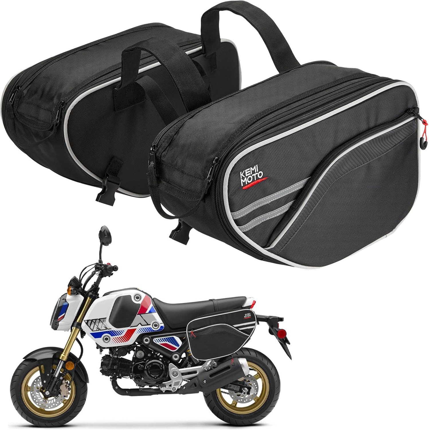 Expandable Motorcycle Saddlebags Bag 24-30L (15L*2) for Mini bike | with Rain Cover, Fit for Sport Bike Scooter Dual