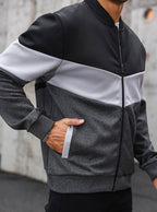 Men's Lightweight Jacket Casual Bomber Jacket Color Block Varsity Coat