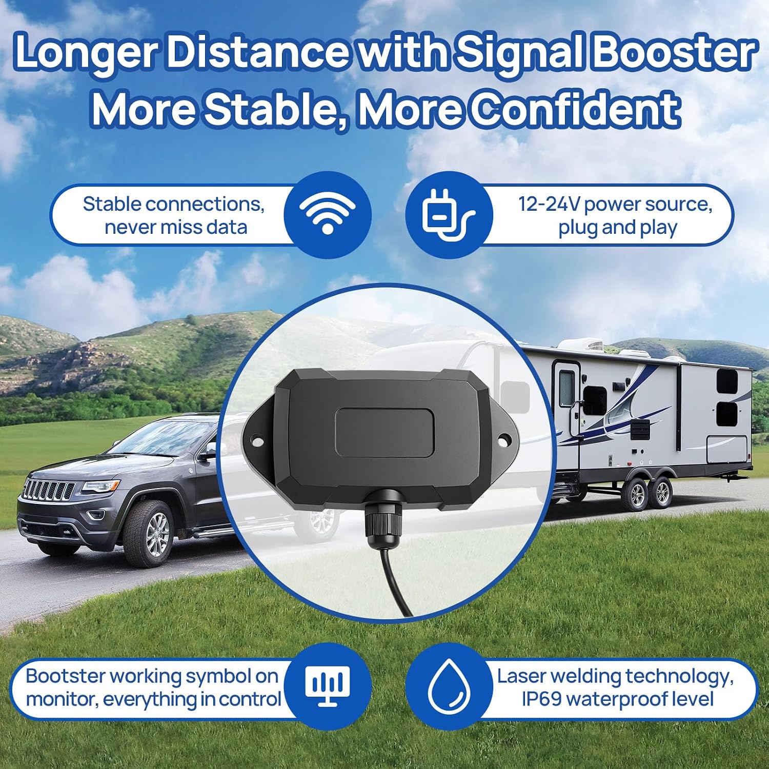 RV Tire Pressure Monitoring System, TPMS Sensors Set of 4 | Color LCD Display, Ideal for Travel Trailer/5th