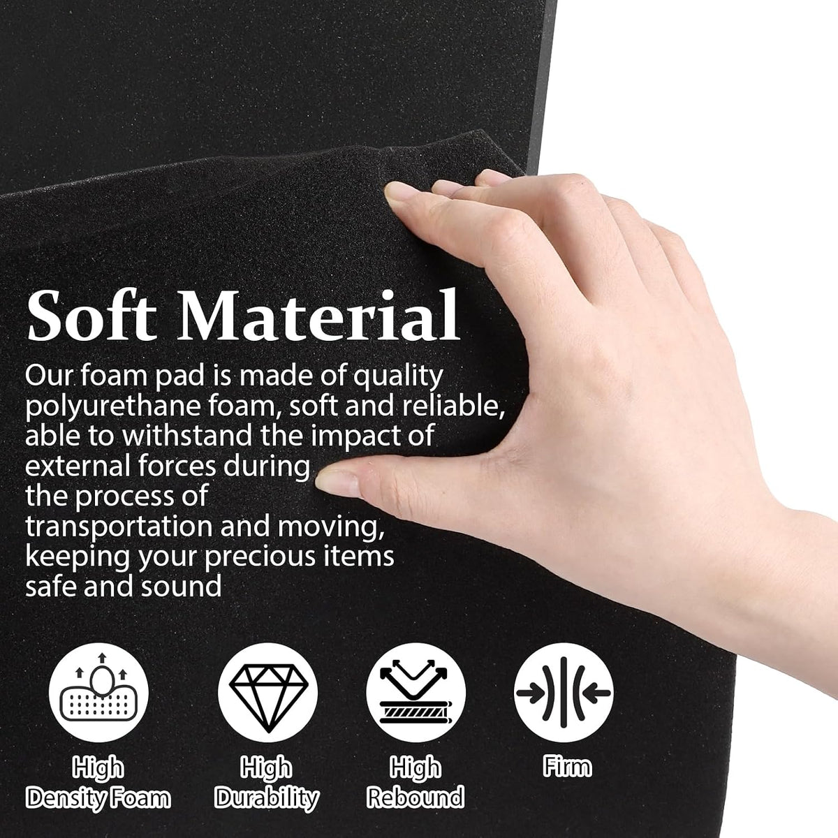 Polyurethane Foam Sheets, Black, 16 x 12 x 1 Inch, 2 Pcs