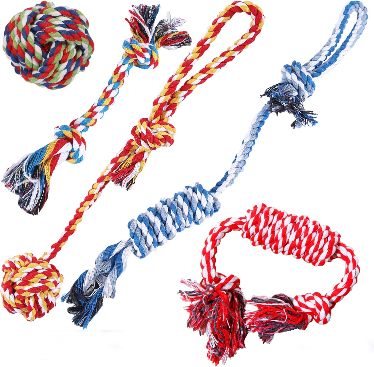 5-Pack Ferret Rope Chew Teething Toys, Puppy Chew Toys & Accessories for Cage, Machine-Washable Durable Cotton