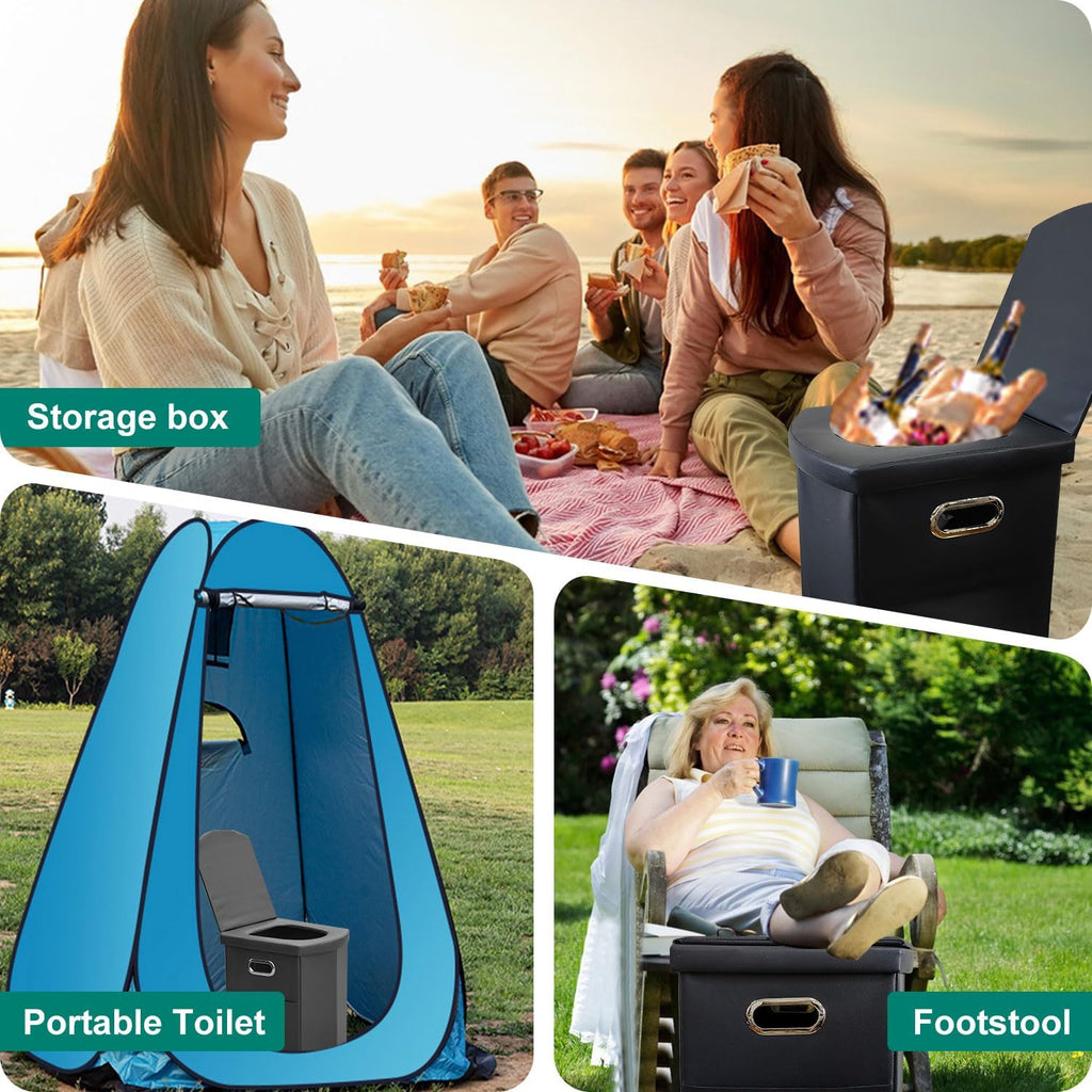 Upgrade XL Portable Toilet for Adults, Extra Large Camping Toilets | Lightweight&Compact Potty with Lid for Adults