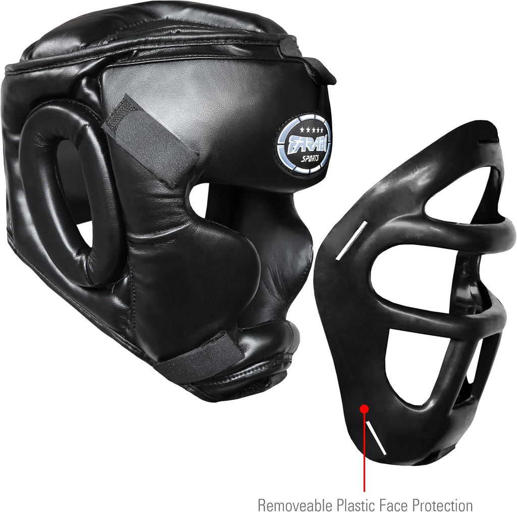 Boxing Headgear Grill Head Gear MMA Training Kickboxing Sparring Gear Removable Front Bar Grill