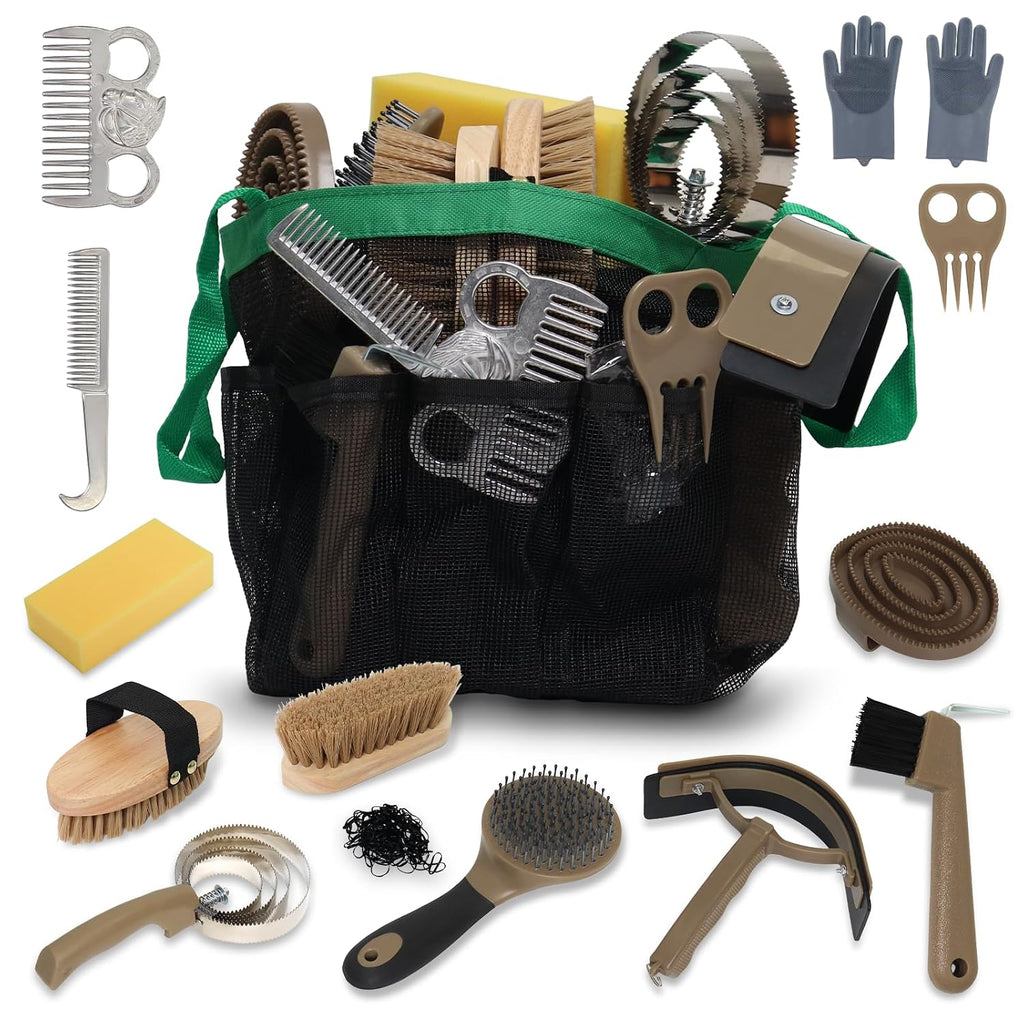 Horse Grooming Kit 14 Pieces, Horse Brushes for Grooming Supplies Set