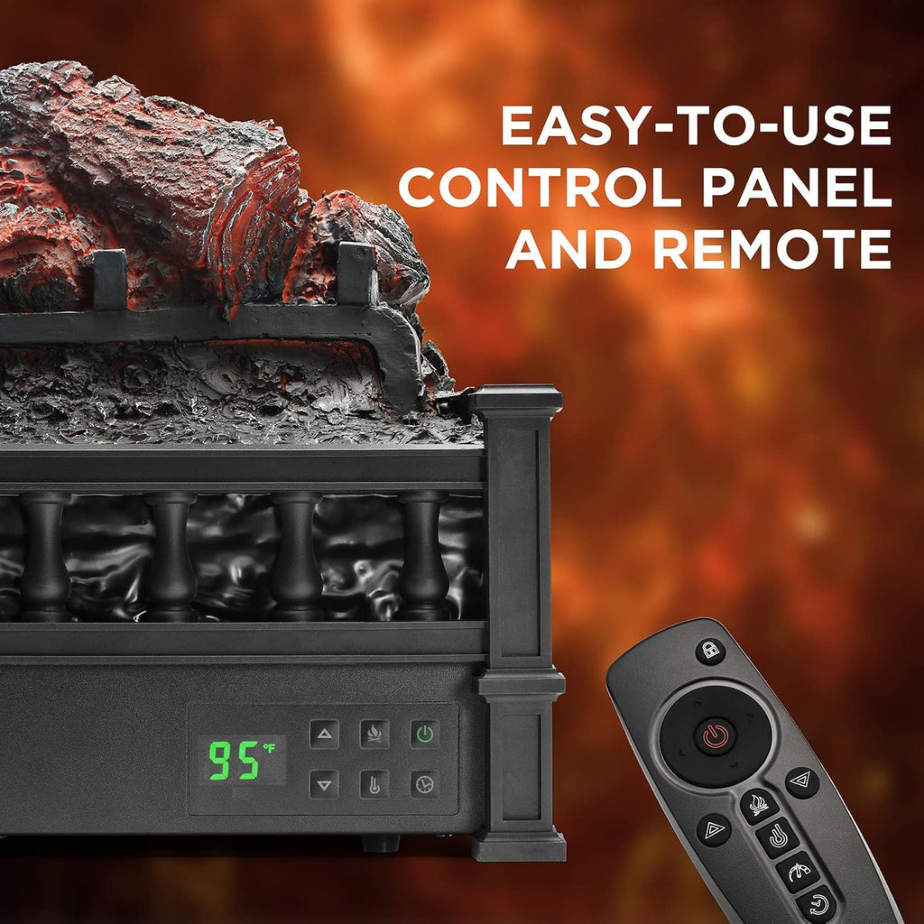 Eternal Flame 26-Inch Infrared Quartz Electric Fireplace Log Heater - Realistic Pinewood Logs, Adjustable Flame