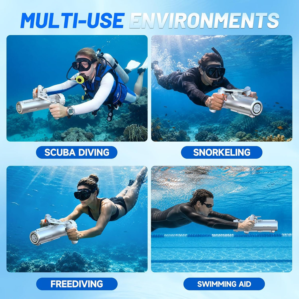 Underwater Scooter, Sea Scooter, 4 MPH, 197 FT Waterproof