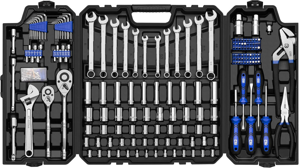 240-Piece Mechanics Tool Set, General Assorted SAE/Metric Sockets and Wrenches Automotive Repair Tool Kit with
