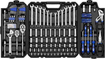 240-Piece Mechanics Tool Set, General Assorted SAE/Metric Sockets and Wrenches Automotive Repair Tool Kit with