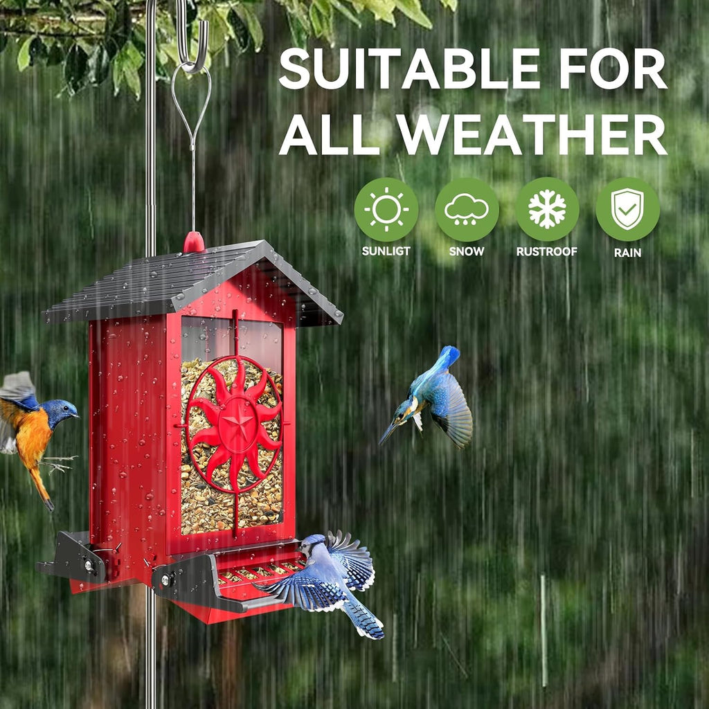Squirrel Proof Bird Feeders for Outdoors with Weight-Activated, 5LB Large Metal Wild Bird Feeders for Cardinals,Blue