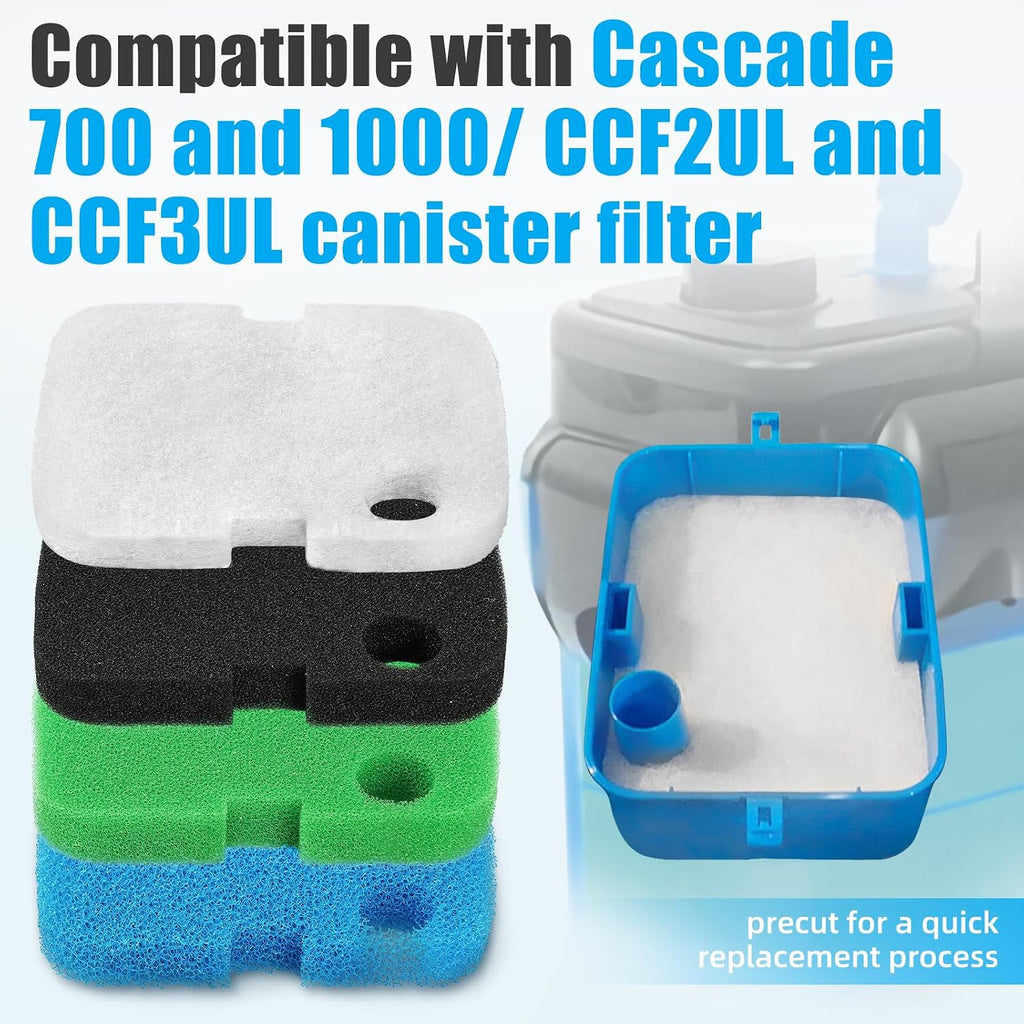 Replacement Canister Filter Pads Compatible with Cascade 700/1000 CCF2UL/CCF3UL Generic Aquarium Floss Media