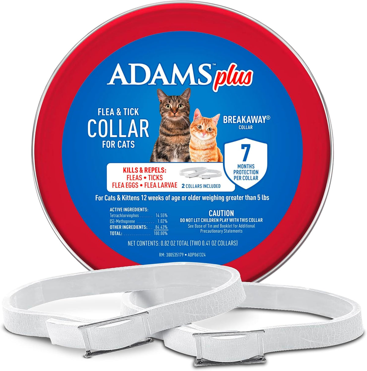 Plus Flea & Tick Collar for Cats, Adjustable, 2 Count
