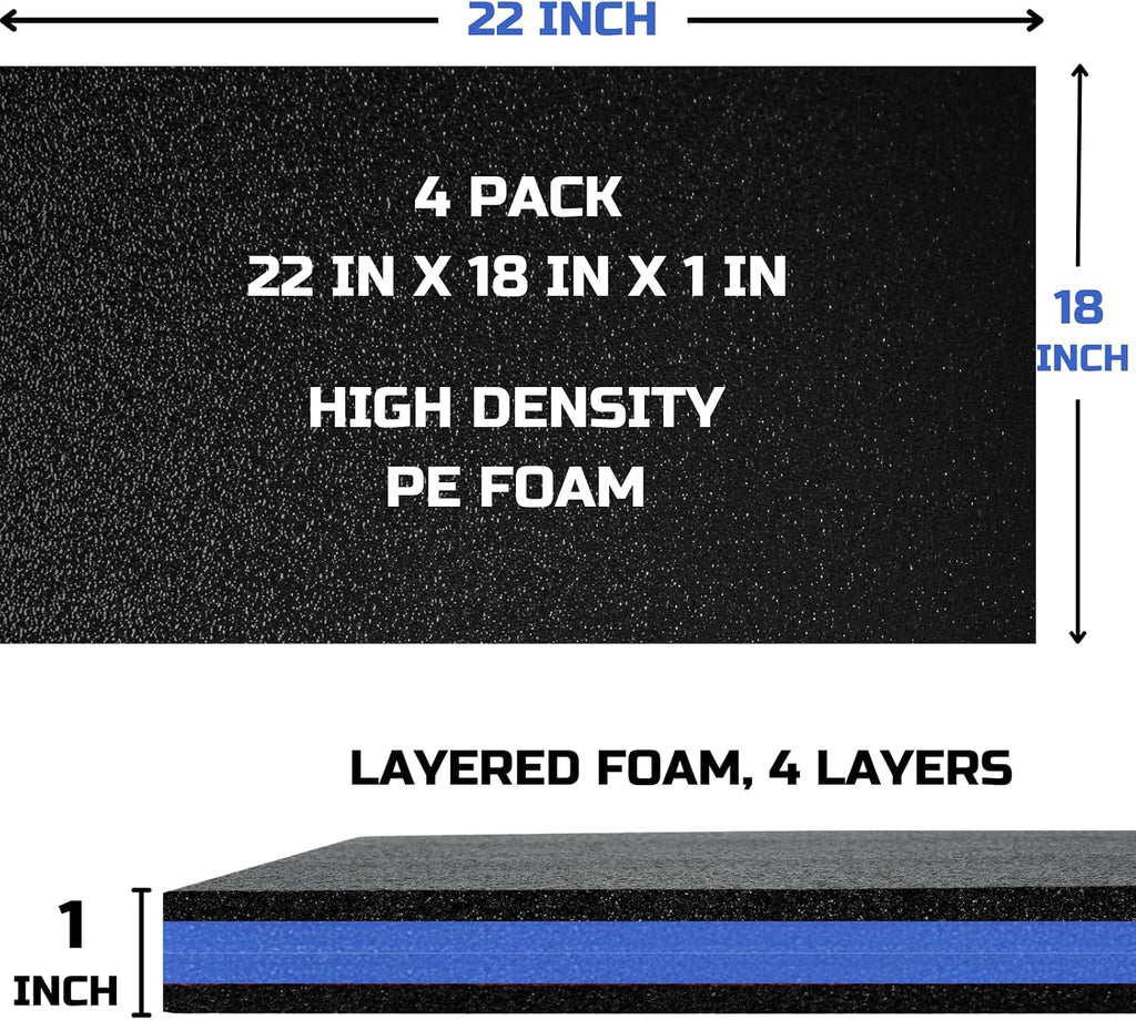 Tool Box Foam Organizer 22x18x1 inch 4Pack, Kaizen Sheets for Pro Tool Control, Custom Tool Shadow Inserts for Cases
