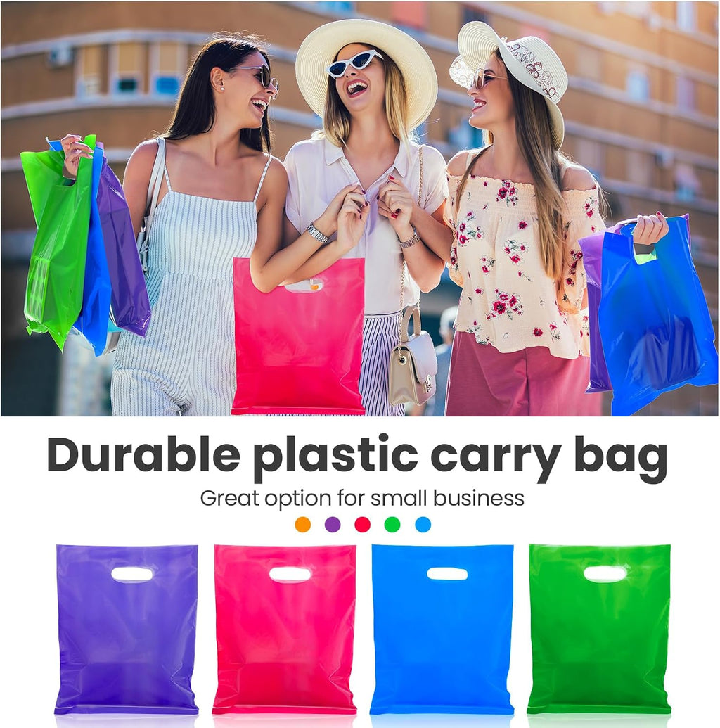 400 Pcs Shopping Bags with Handle Bulk 12 x 15 Inch, Multicolor