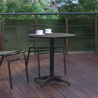27.5 in Indoor/Outdoor Round Table with Base, Black