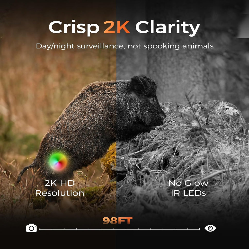 4G LTE Cellular Trail Cameras, 360° View Live Streaming Solar Cam | Game Camera Built-in SIM Card, PIR Motion