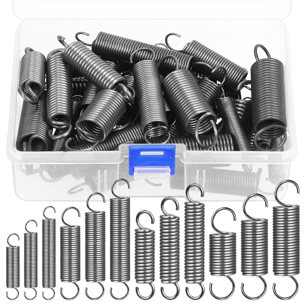 36Pcs Extension Spring Assortment Kit 12 Sizes Extension Spring Carbon Steel Small Springs Extended Spring