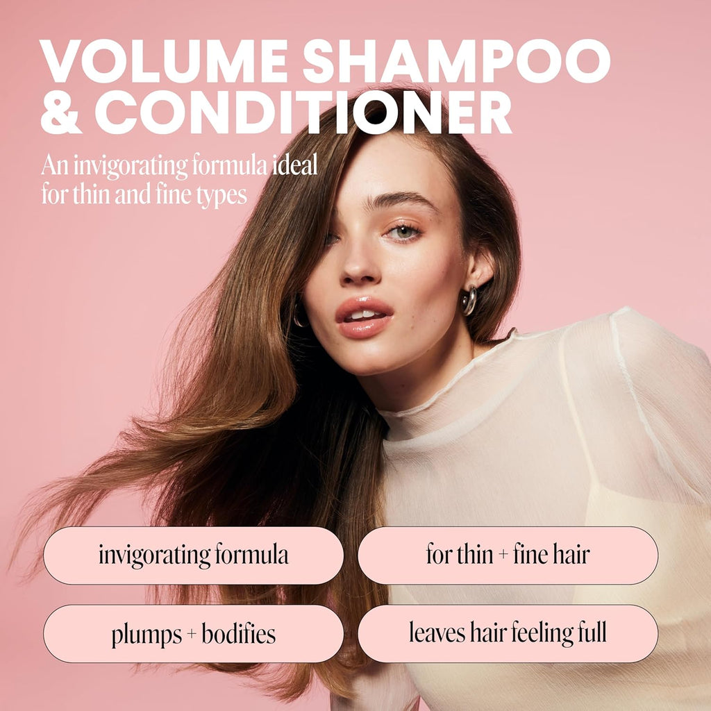 Volume Shampoo + Conditioner Set (2 Count) 12 oz. For Thin, Fine, and Oily Hair Made with Coconut Oil, Ginger