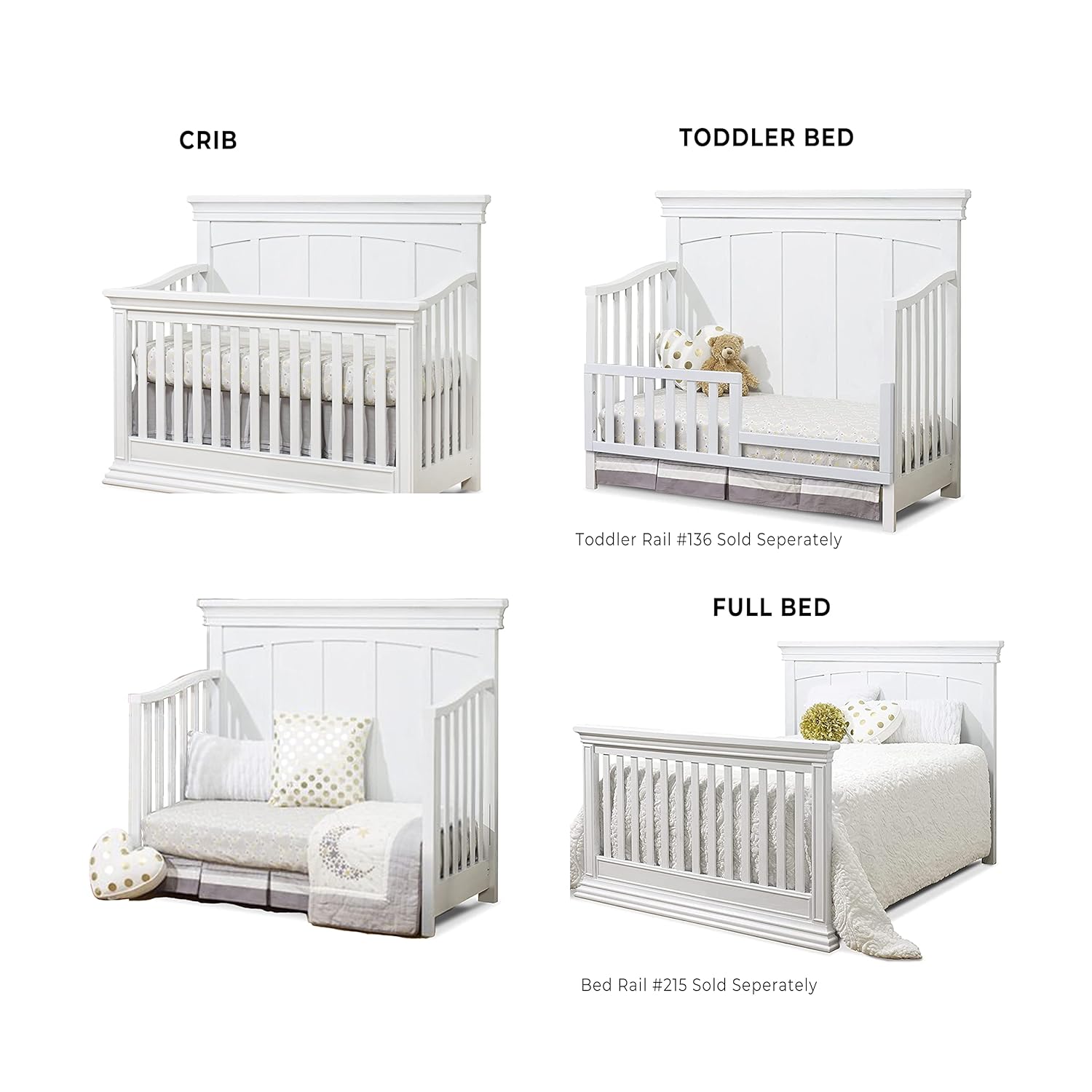 Furniture Modesto Classic 4-in-1 Convertible Crib, Wooden Baby Bed, Non-Toxic Finish, Toddler Bed, Daybed & Full-Size