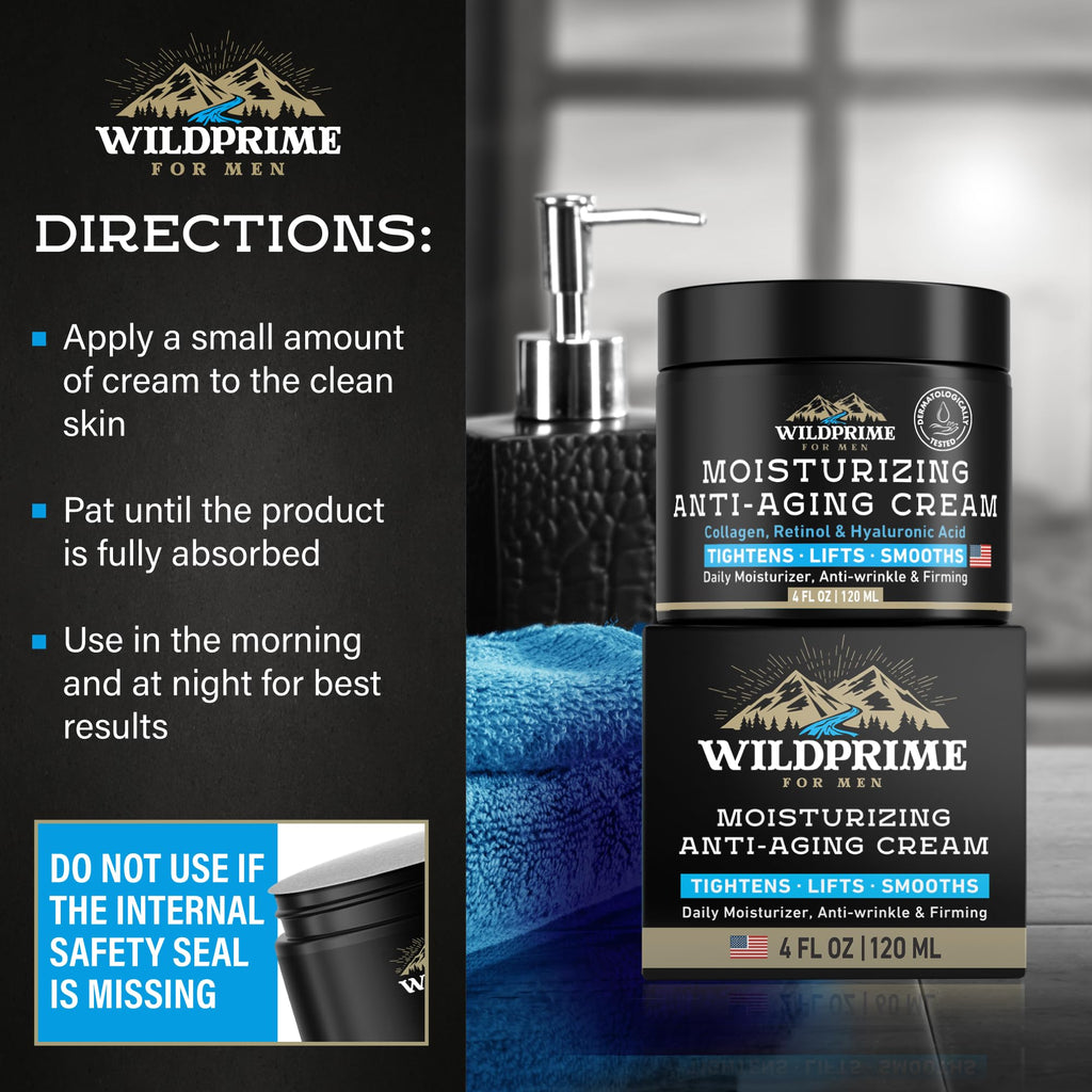 Men's Face Moisturizer Cream - Anti Aging & Wrinkle - Made in USA - 4 oz
