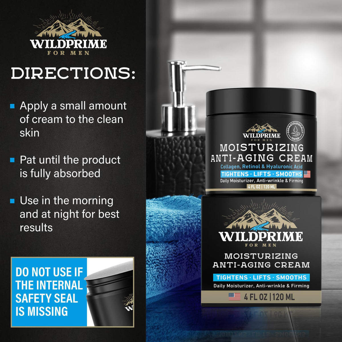 Men's Face Moisturizer Cream - Anti Aging & Wrinkle - Made in USA - 4 oz