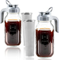 Cold Brew Coffee Maker 64oz Glass Mason Jar Pitcher with Pour Spout Lid | Airtight & Leak-Proof Glass Iced Coffee